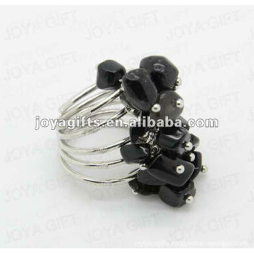 Black Onyx chip stone wrap rings